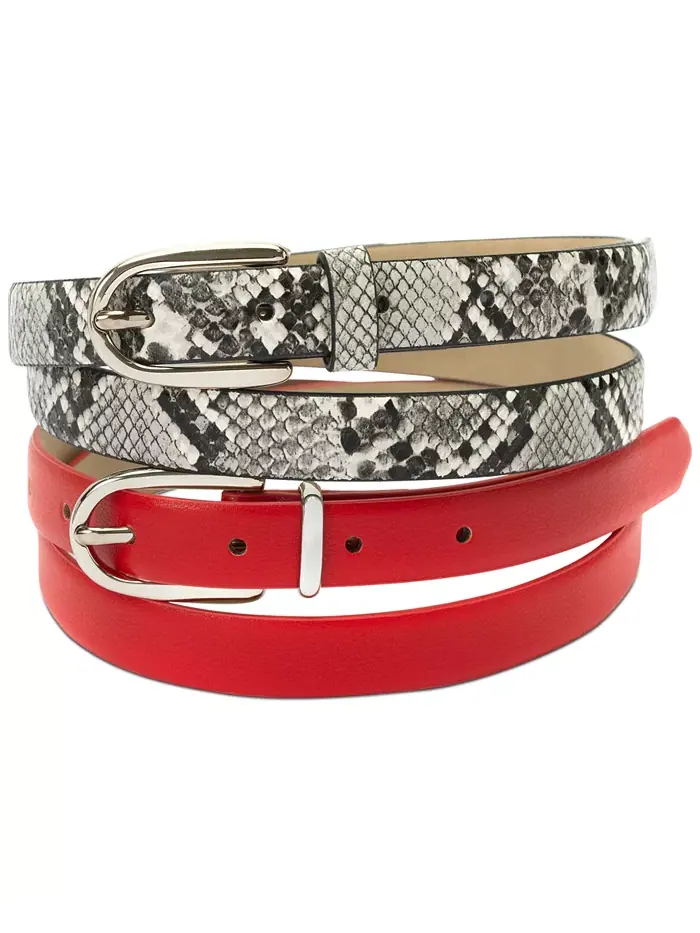 2-Pk Snake & Solid Belt – Набор из 2 ремней: змеиный и однотонный I.N.C. International Concepts — изображение 1 из 4, черный