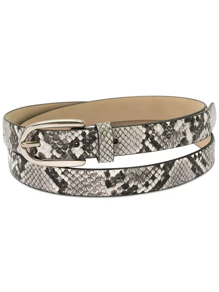 2-Pk Snake & Solid Belt – Набор из 2 ремней: змеиный и однотонный I.N.C. International Concepts — изображение 3 из 4, черный
