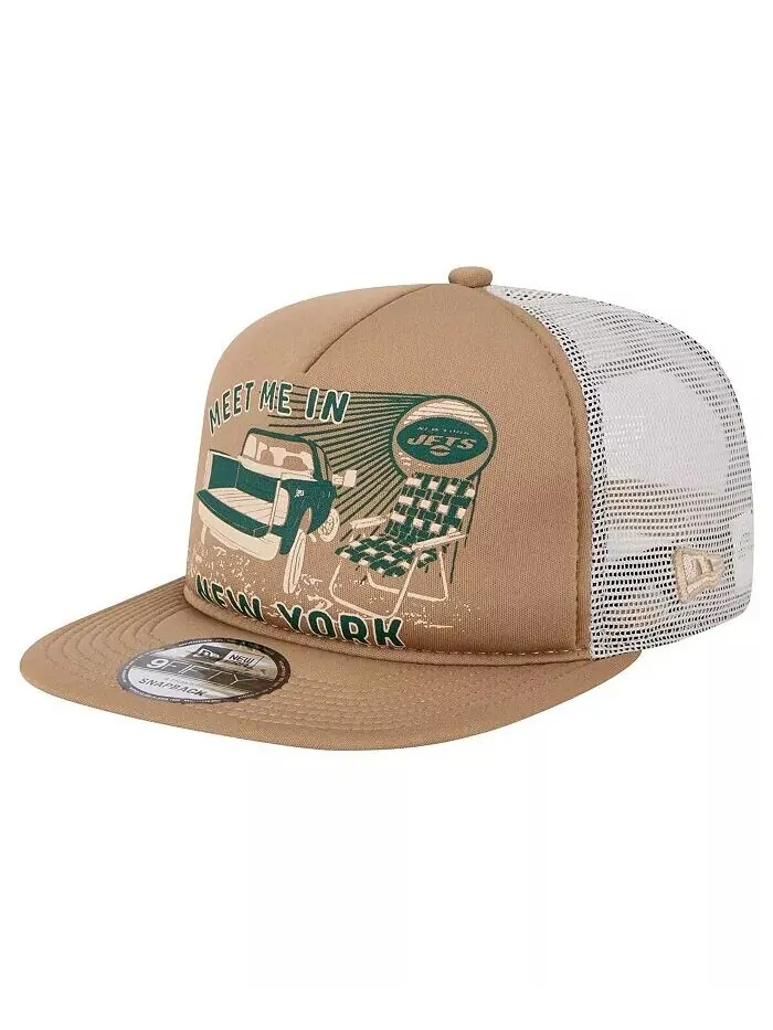 Мужская светло-коричневая кепка New York Jets Meet Me 9FIFTY Snapback New Era — изображение 1 из 4, бежевый