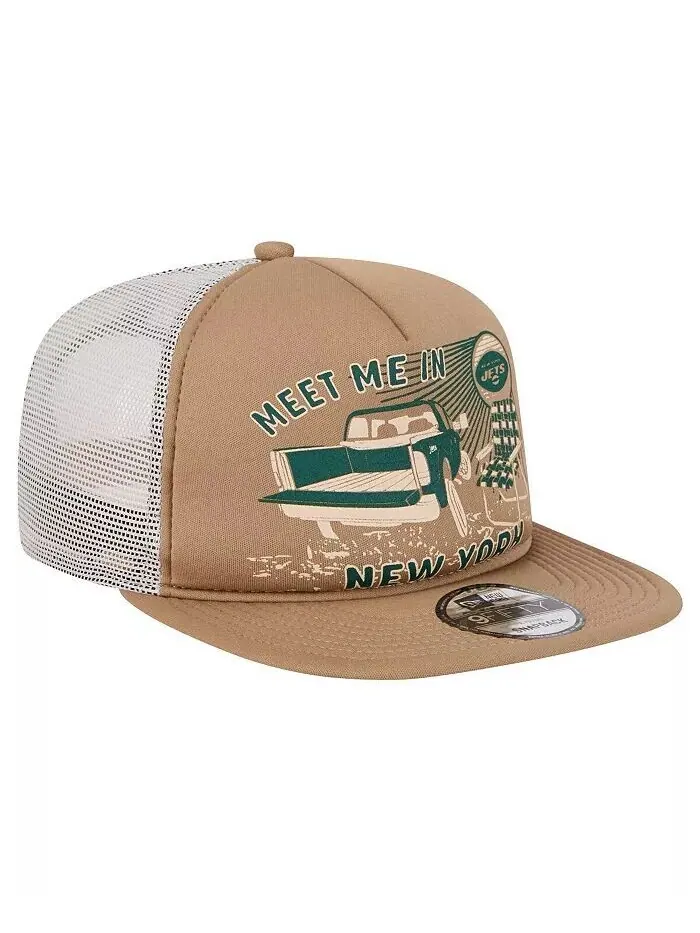 Мужская светло-коричневая кепка New York Jets Meet Me 9FIFTY Snapback New Era — изображение 2 из 4, бежевый