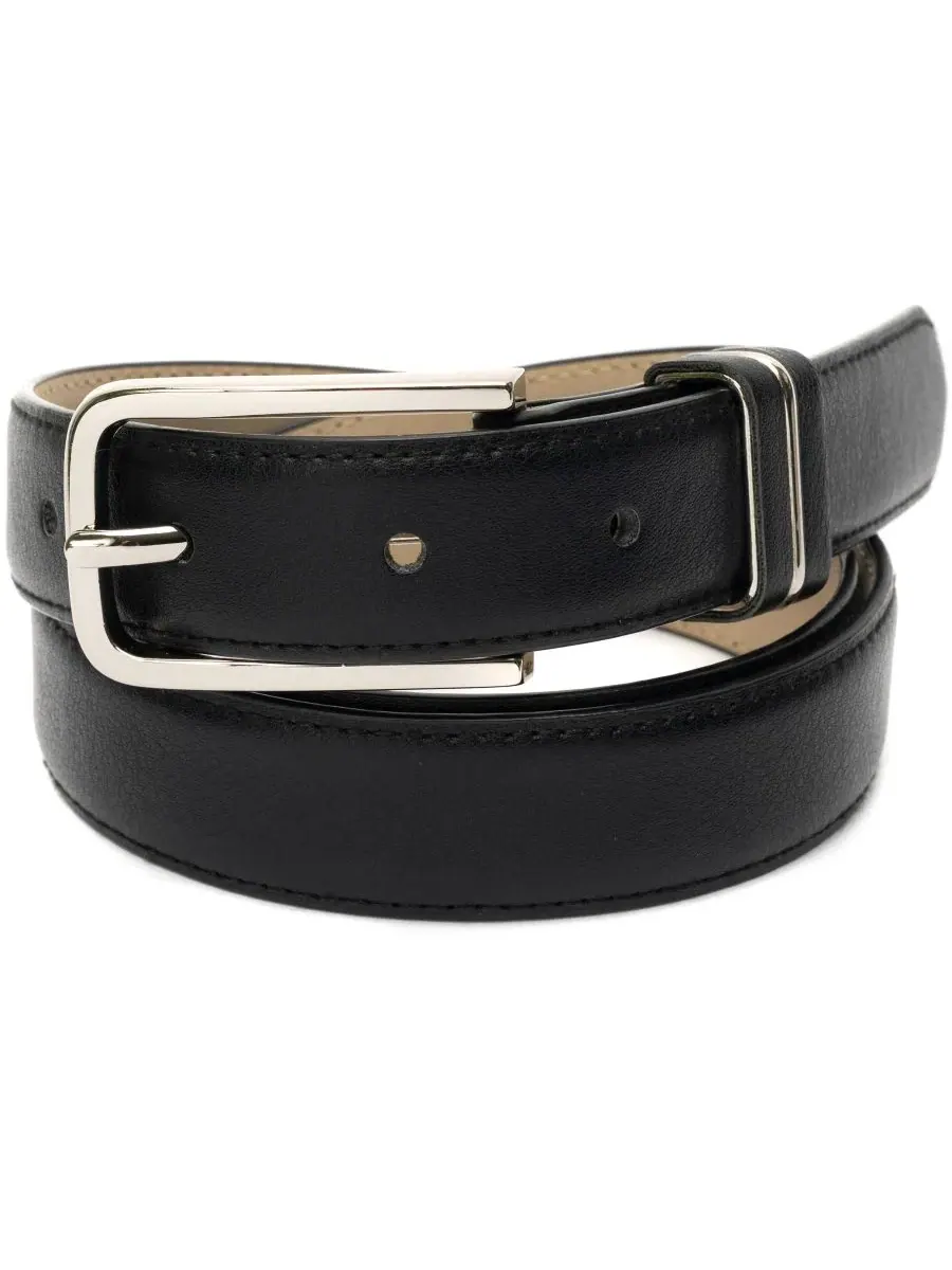 Ремень из полиуретана с металлической вставкой, Metal Inlay Skinny Pant Belt BCBG — изображение 1 из 4, черный/серебристый