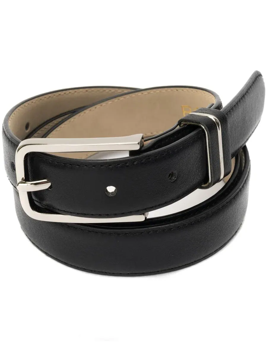 Ремень из полиуретана с металлической вставкой, Metal Inlay Skinny Pant Belt BCBG — изображение 2 из 4, черный/серебристый