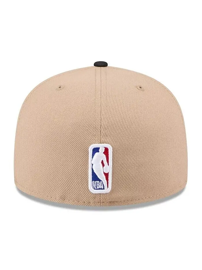 Мужская коричнево-черная кепка Brooklyn Nets NBA Draft 59FIFTY 2024 New Era — изображение 3 из 4, бежевый черный