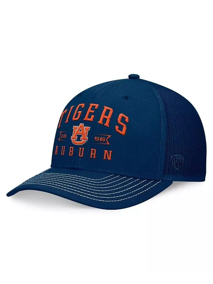 Мужская темно-каштановая регулируемая шляпа Carson Trucker Tigers Top Of The World — изображение 1 из 4, темно-синий