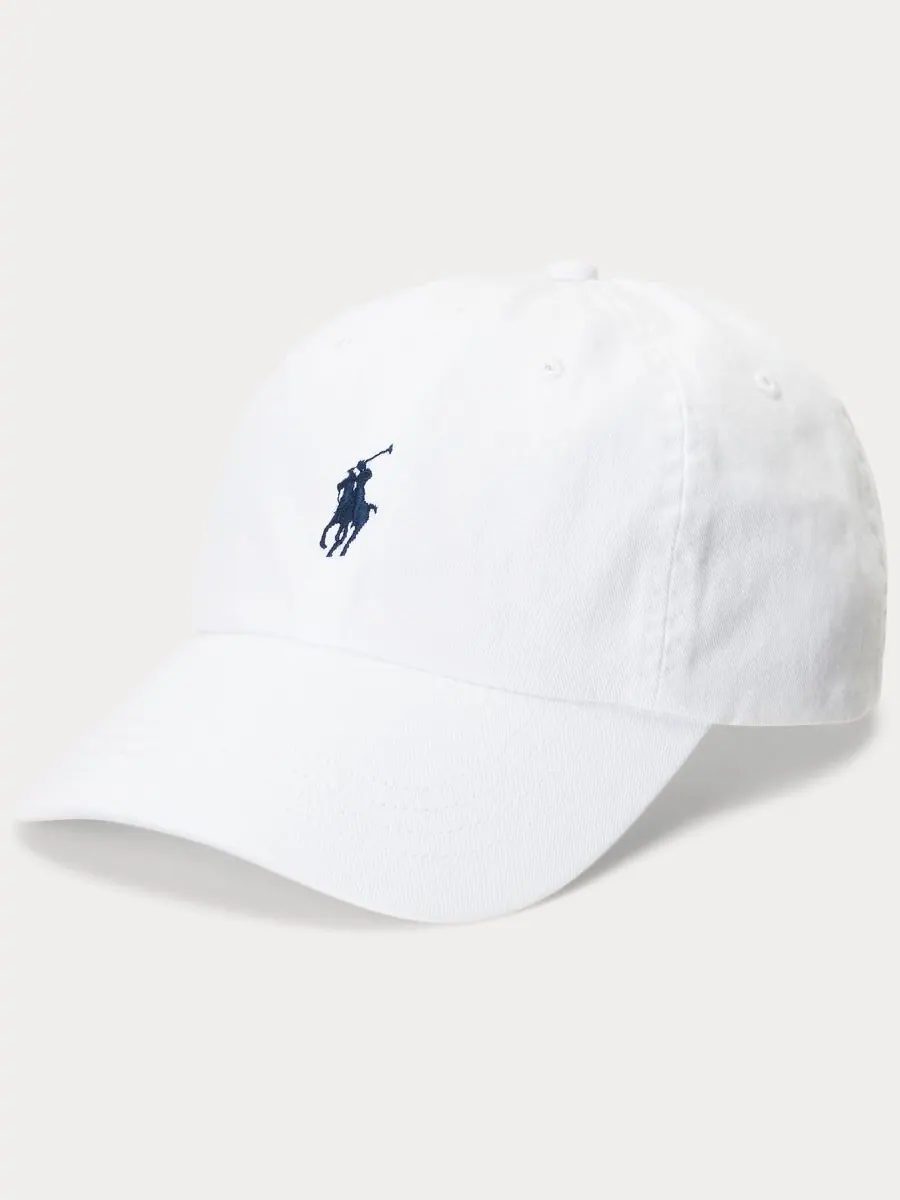 Женская бейсболка The Iconic Cotton Chino Polo Ralph Lauren — изображение 1 из 4, белый/темно-синий