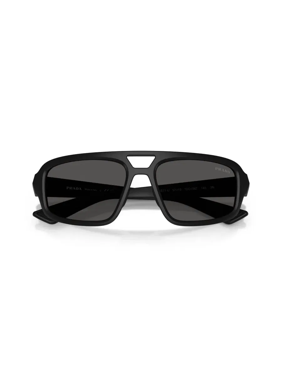 Мужские солнцезащитные очки с геометрическим рисунком, PS B11SU PRADA LINEA ROSSA — изображение 5 из 6, черный