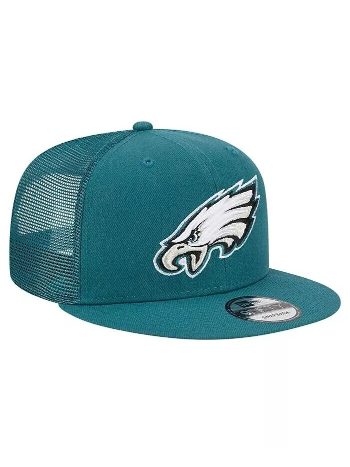 Мужская кепка Midnight Green Philadelphia Eagles Main Trucker 9FIFTY Snapback New Era — изображение 2 из 4, зеленый