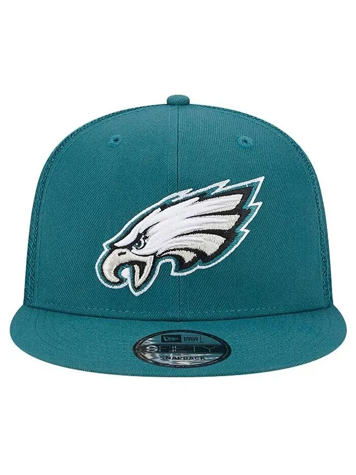 Мужская кепка Midnight Green Philadelphia Eagles Main Trucker 9FIFTY Snapback New Era — изображение 4 из 4, зеленый