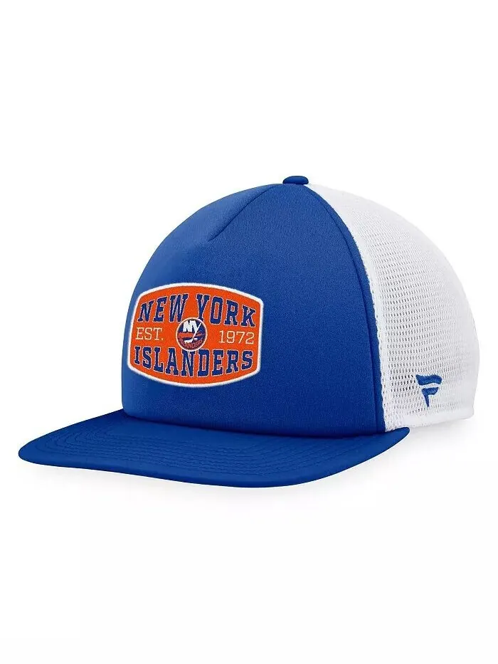 Мужская королевская/белая кепка New York Islanders из пенопласта с нашивкой спереди Trucker — изображение 1 из 4, белый