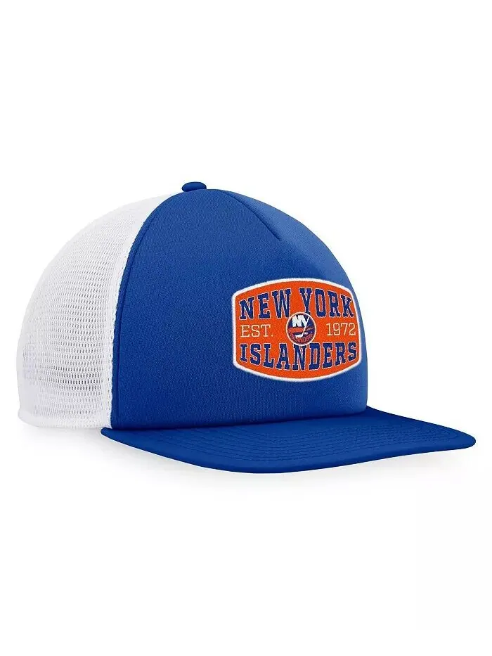 Мужская королевская/белая кепка New York Islanders из пенопласта с нашивкой спереди Trucker — изображение 2 из 4, белый