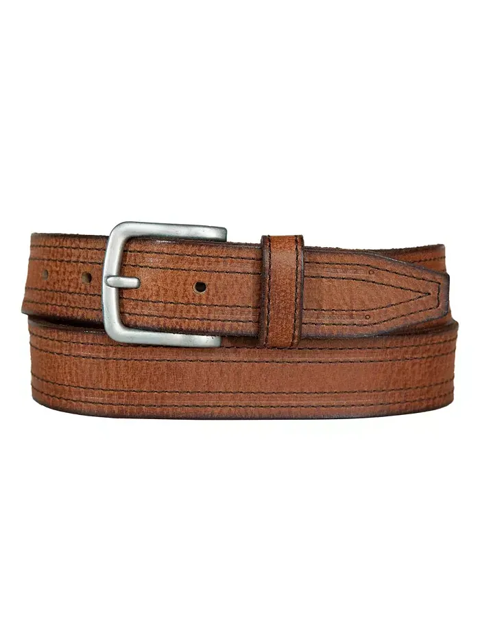 Мужской кожаный ремень в винтажном стиле с контрастной строчкой Lucky Brand