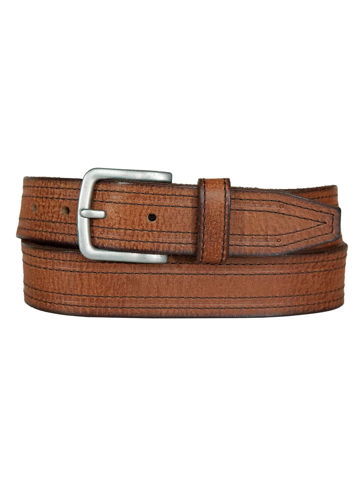 Мужской кожаный ремень под старину с темной строчкой Lucky Brand