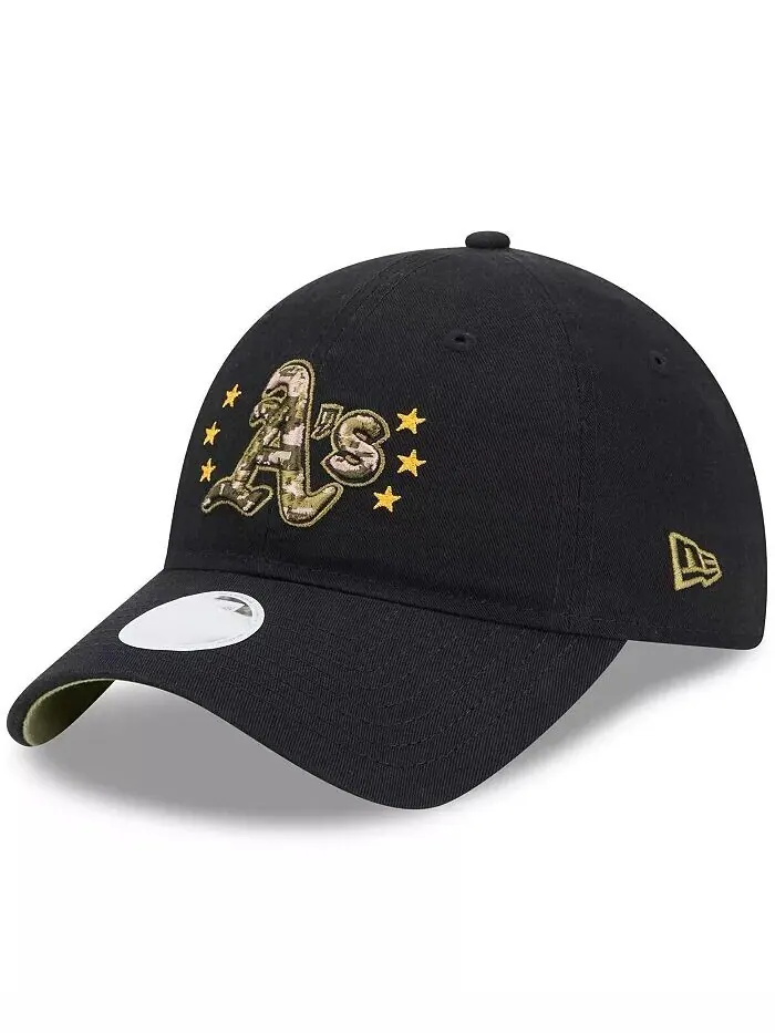 Женская черная регулируемая кепка Oakland Athletics 2024 – День вооруженных сил 9TWENTY New Era — изображение 2 из 4, черный