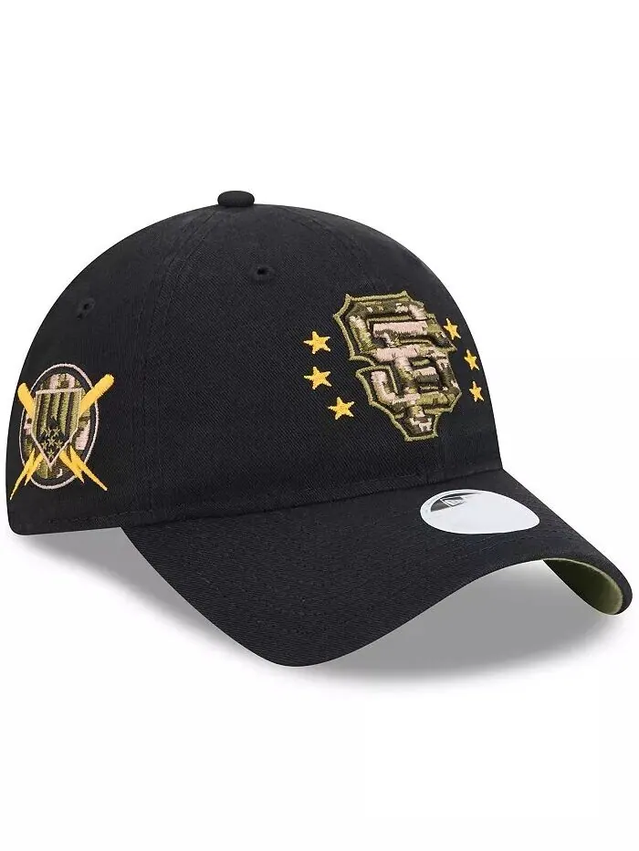 Женская черная регулируемая кепка San Francisco Giants ко Дню вооруженных сил 2024 9TWENTY New Era