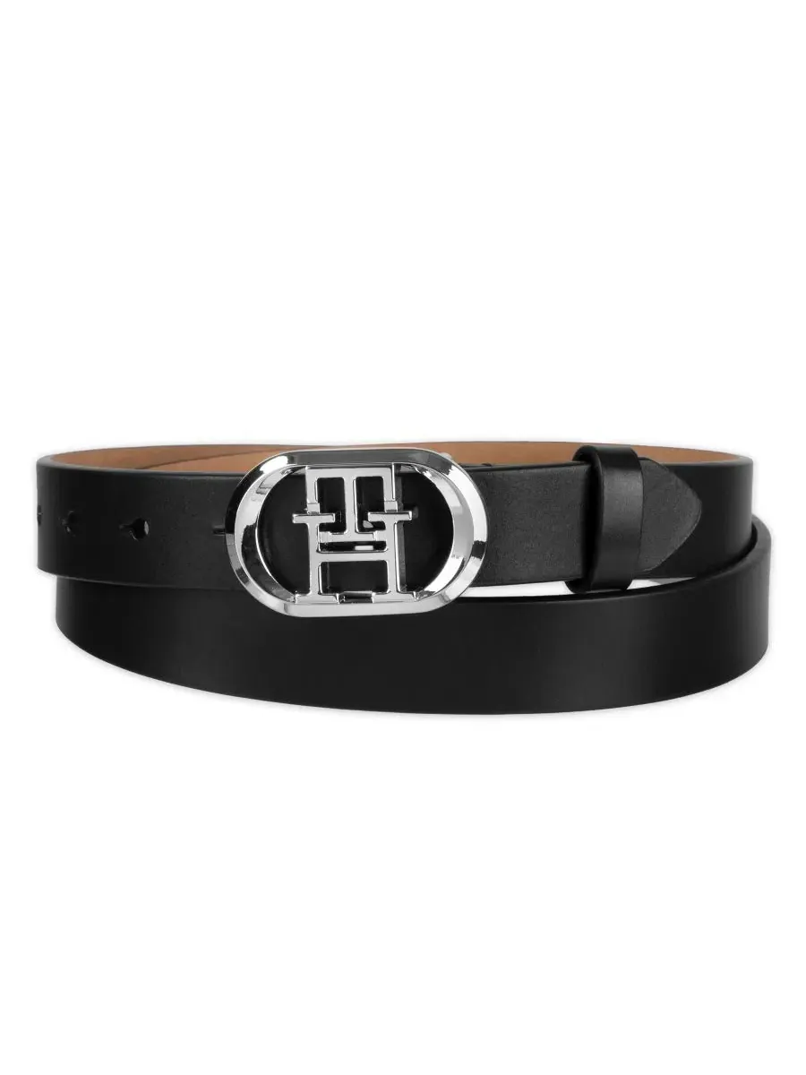 Женский пояс с закругленной пряжкой и монограммой Tommy Hilfiger — изображение 1 из 6, черный