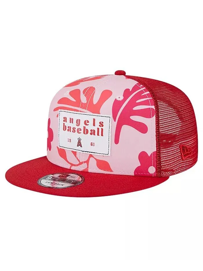 Мужская красная шляпа Snapback Los Angeles Angels Bikini Bottom Trucker 9FIFTY New Era — изображение 1 из 4, красный