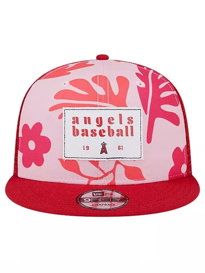 Мужская красная шляпа Snapback Los Angeles Angels Bikini Bottom Trucker 9FIFTY New Era — изображение 2 из 4, красный