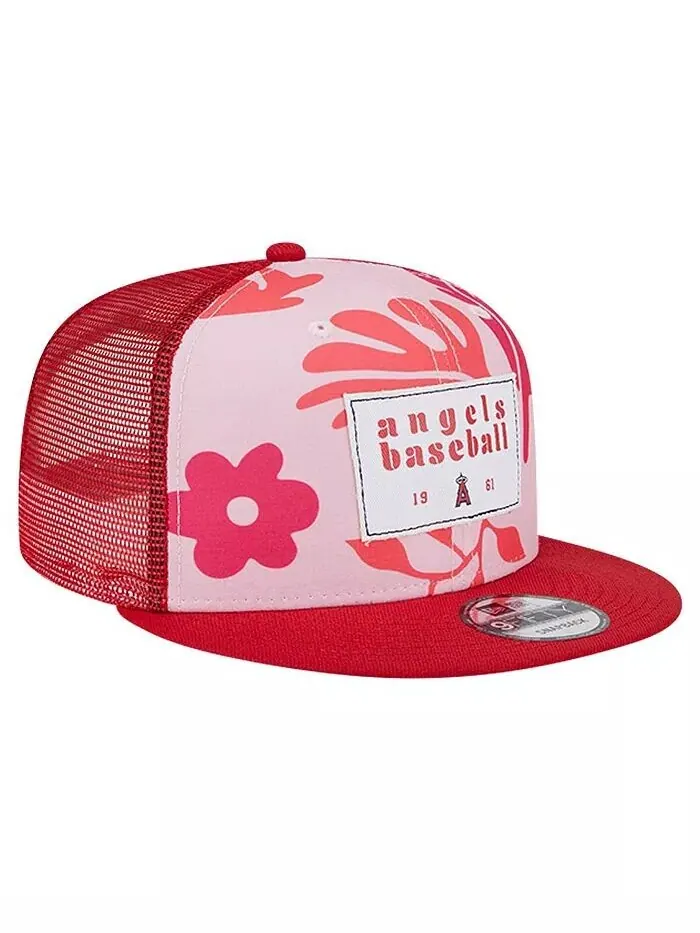 Мужская красная шляпа Snapback Los Angeles Angels Bikini Bottom Trucker 9FIFTY New Era — изображение 3 из 4, красный