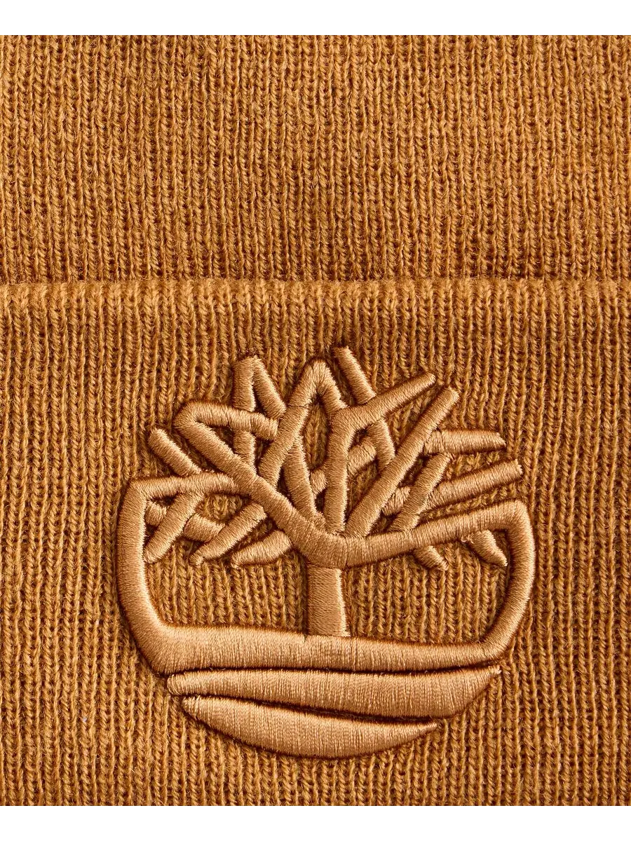 Мужская шапка-бини с объемной вышивкой в тон Timberland — изображение 3 из 3, пшеница