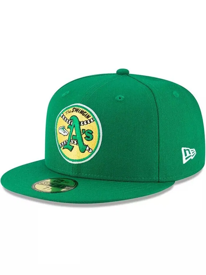 Мужская зеленая приталенная шляпа Oakland Athletics Cooperstown Collection 59FIFTY из шерсти New Era