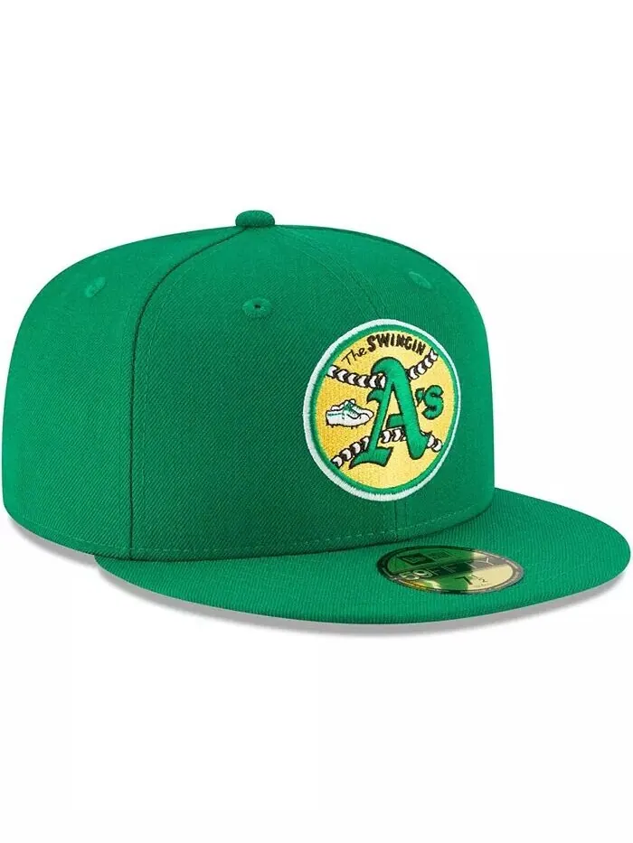 Мужская зеленая приталенная шляпа Oakland Athletics Cooperstown Collection 59FIFTY из шерсти New Era — изображение 3 из 4