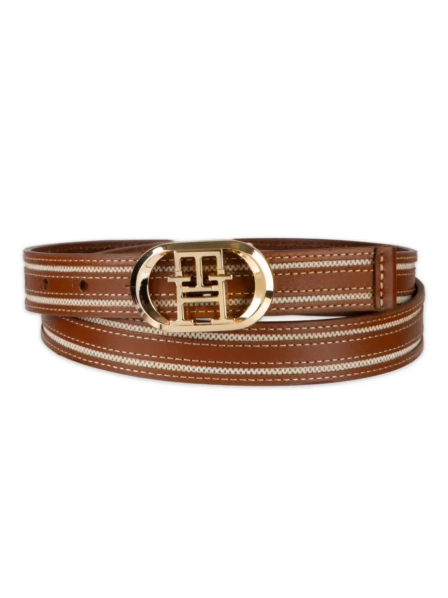 Женский повседневный пояс с пряжкой и монограммой Tommy Hilfiger — изображение 1 из 5, коричневый