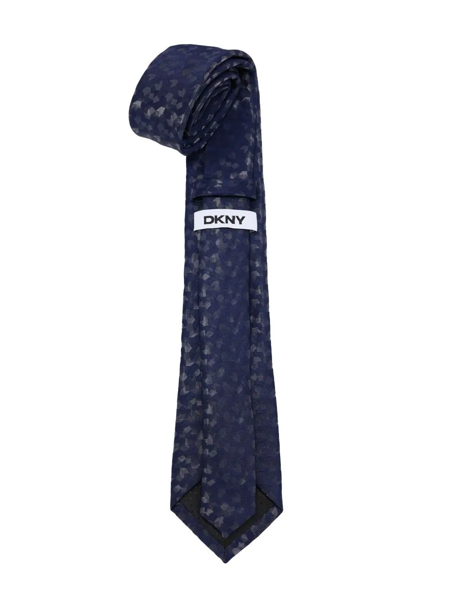 Мужской узкий галстук-галстук с жаккардовым узором в тон камуфляжу DKNY — изображение 3 из 3, темно-синий