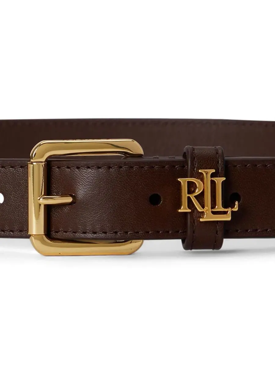 Кожаный узкий ремень с пряжкой, модель Logo-Keeper Lauren Ralph Lauren — изображение 3 из 3, коричневый