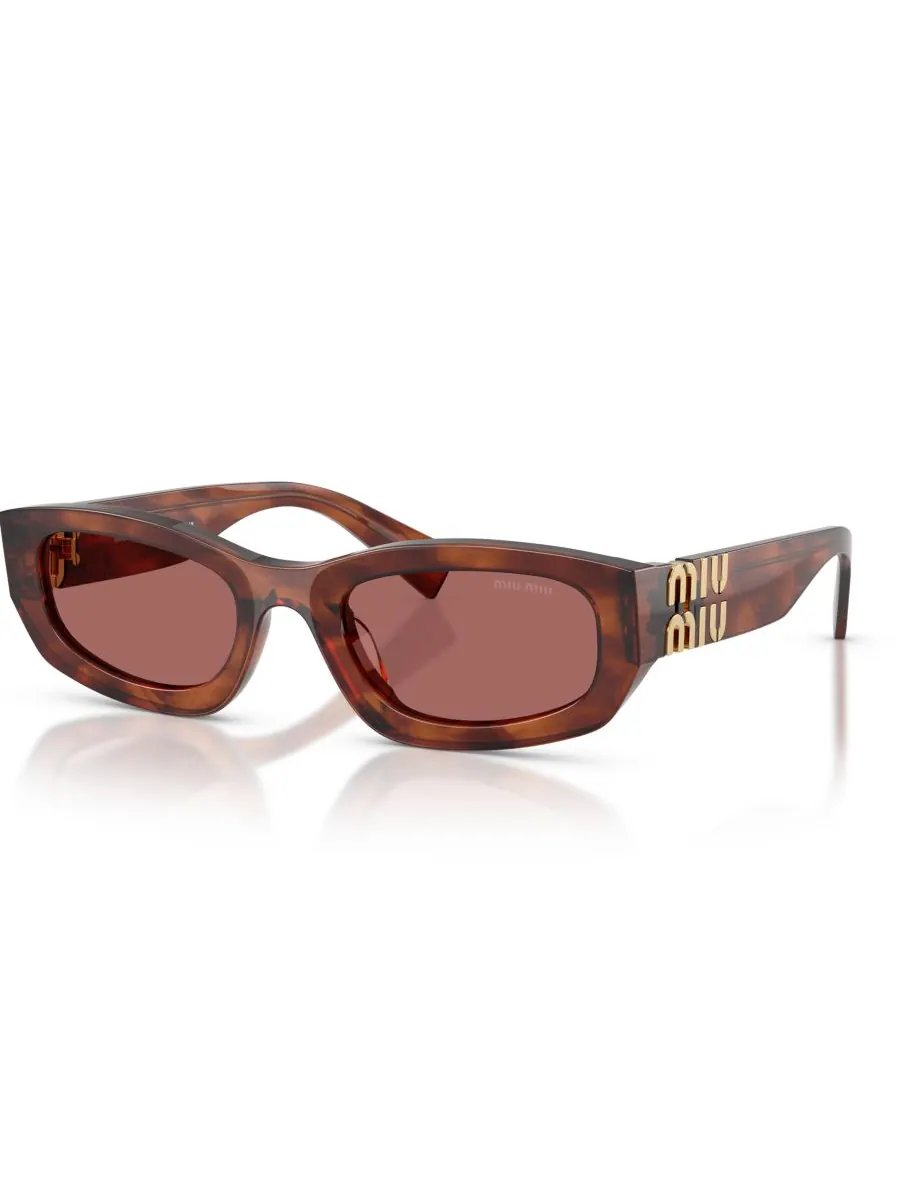 Женские солнцезащитные очки с геометрическим рисунком, MU B04S MIU MIU, Striped Tobacco