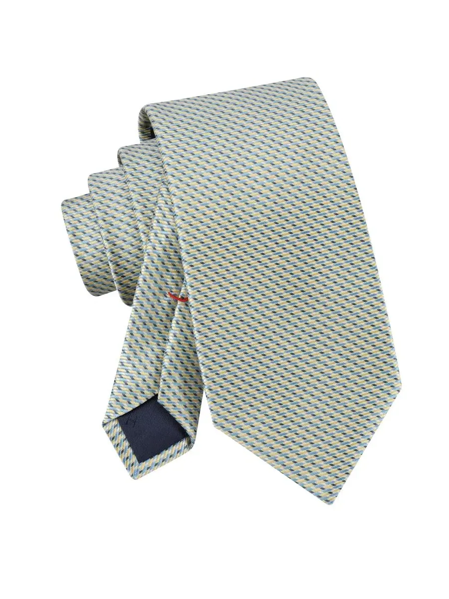 Мужской галстук Lowell Micro Geo Tommy Hilfiger — изображение 4 из 5, желтый/синий