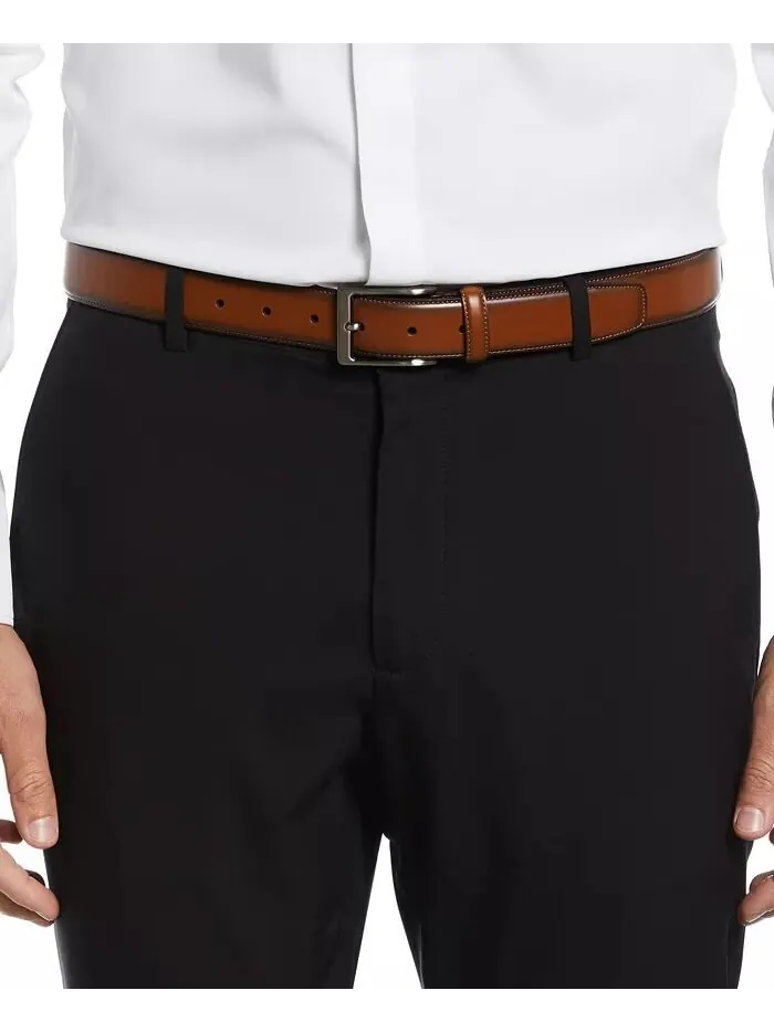Мужской кожаный деловой ремень Perry Ellis Portfolio — изображение 2 из 2, коричневый