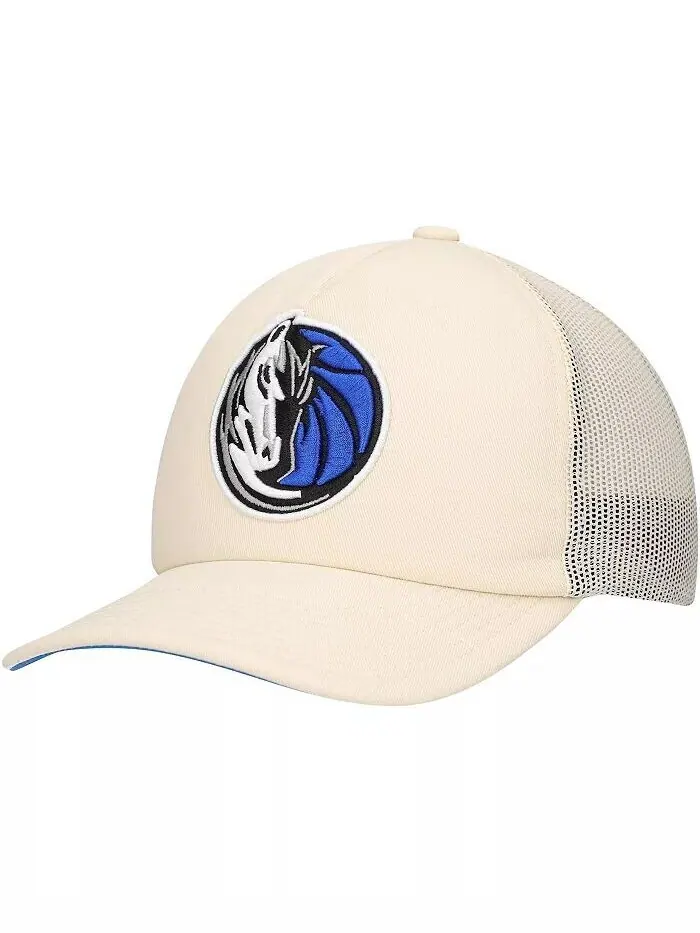 Мужская кремовая регулируемая кепка Dallas Mavericks Trucker Mitchell & Ness — изображение 1 из 4, бежевый