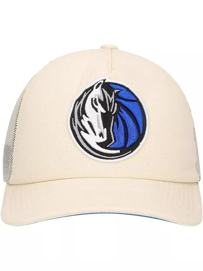Мужская кремовая регулируемая кепка Dallas Mavericks Trucker Mitchell & Ness — изображение 4 из 4, бежевый
