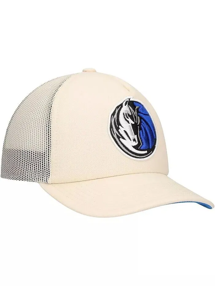 Мужская кремовая регулируемая кепка Dallas Mavericks Trucker Mitchell & Ness — изображение 3 из 4