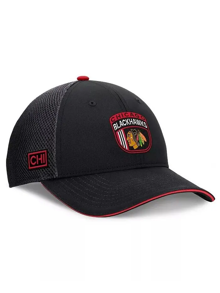 Мужская черная регулируемая кепка Chicago Blackhawks 2024 NHL Draft On Stage Trucker Fanatics — изображение 1 из 4
