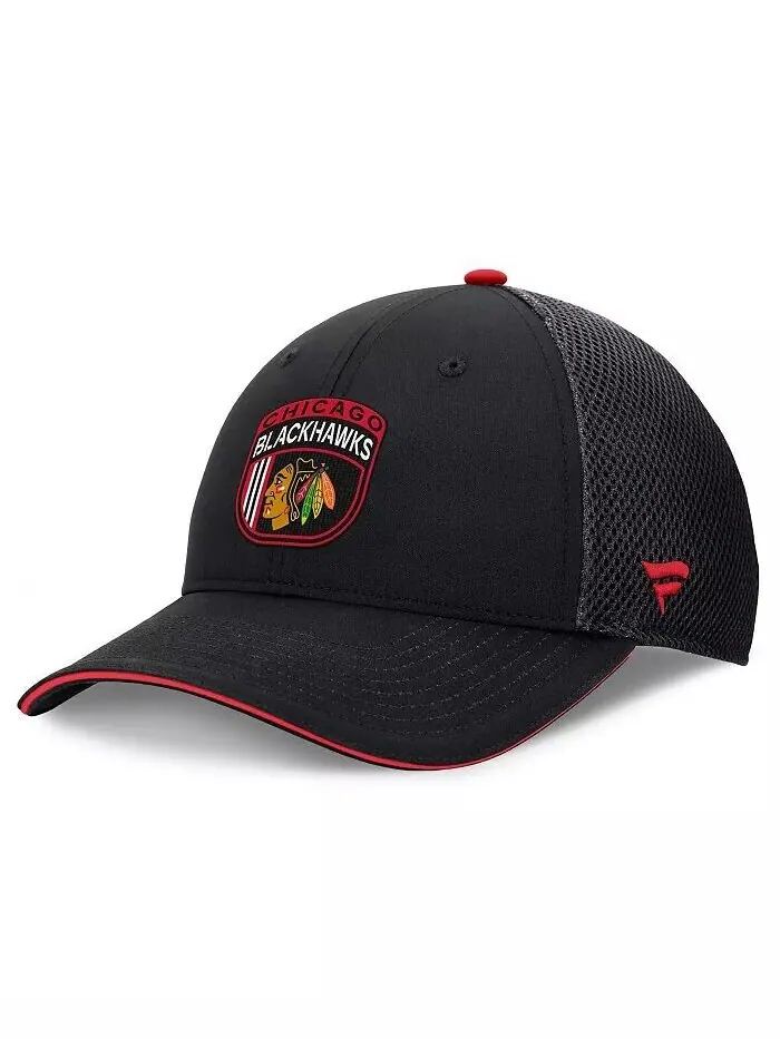 Мужская черная регулируемая кепка Chicago Blackhawks 2024 NHL Draft On Stage Trucker Fanatics — изображение 3 из 4
