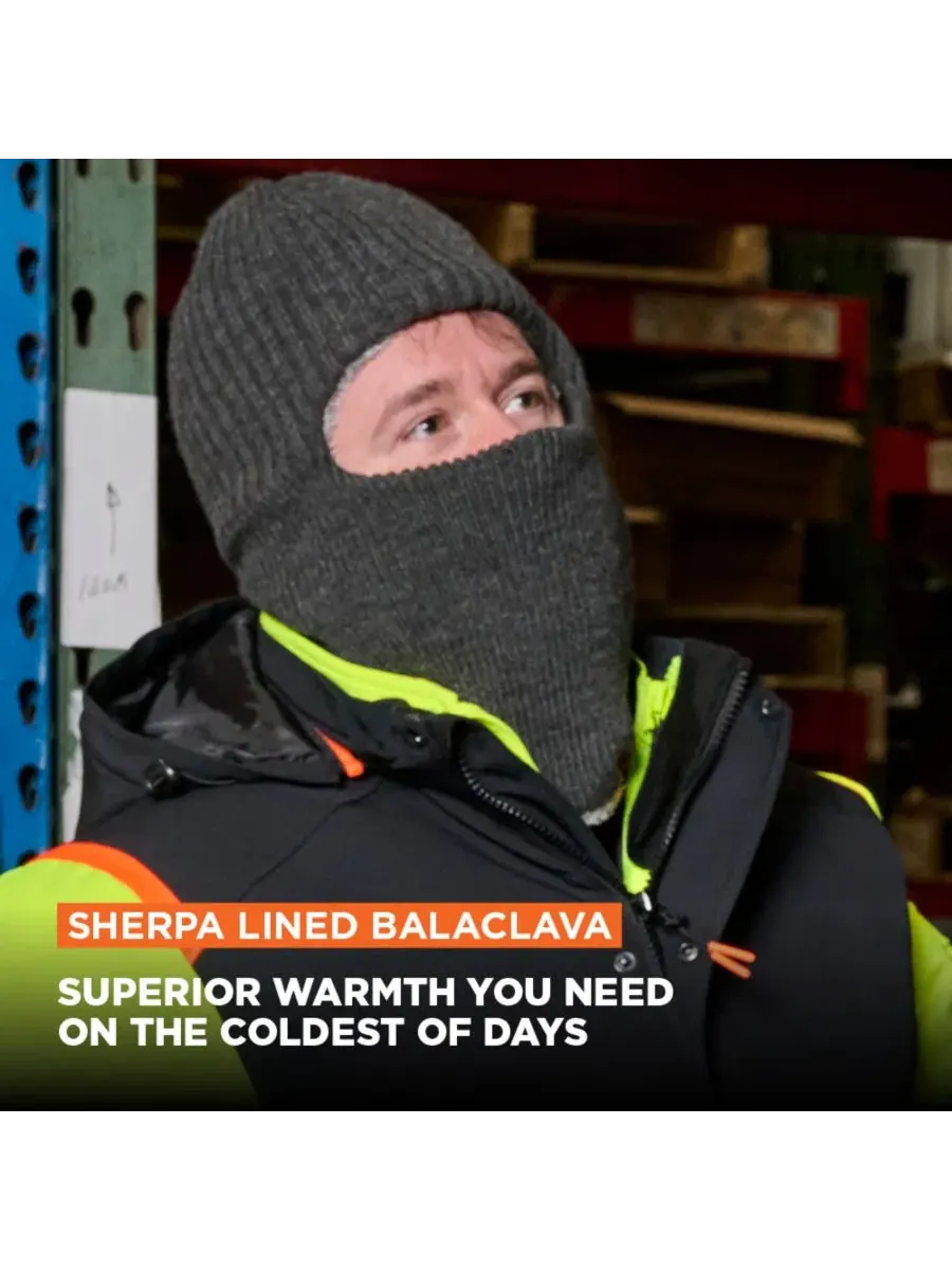 Мужская балаклава с подкладкой из искусственного меха - утепленная зимняя маска, закрывающая все — изображение 4 из 6, серый