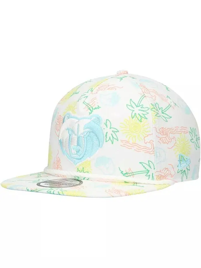 Мужская белая регулируемая шляпа для гольфиста Memphis Grizzlies Palm Trees and Waves New Era — изображение 1 из 4, белый