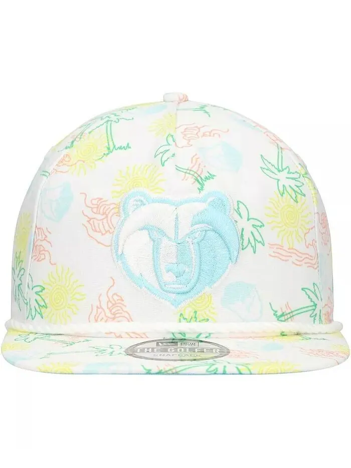 Мужская белая регулируемая шляпа для гольфиста Memphis Grizzlies Palm Trees and Waves New Era — изображение 2 из 4, белый