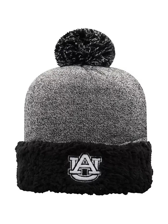 Женская черная шапка Auburn Tigers Snug Cuffed Knit с помпоном Top of the World — изображение 1 из 2