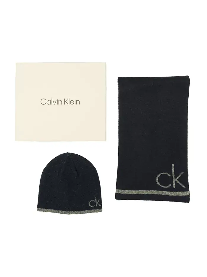 Мужской комплект из шарфа и шапки Fuzzy 2-Piece Calvin Klein — изображение 5 из 5, синий
