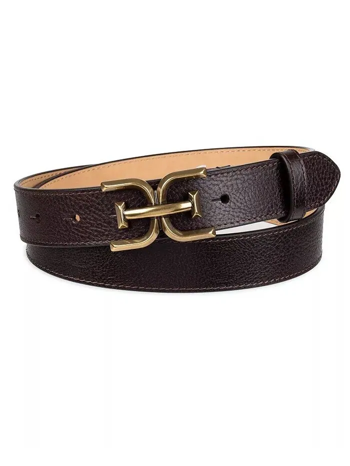 Женский тонкий ремень с пряжкой Double-E Plaque Sam Edelman — изображение 1 из 6, коричневый