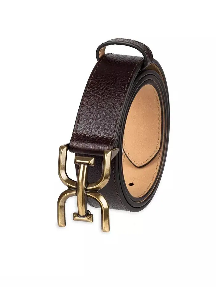 Женский тонкий ремень с пряжкой Double-E Plaque Sam Edelman — изображение 2 из 6, коричневый