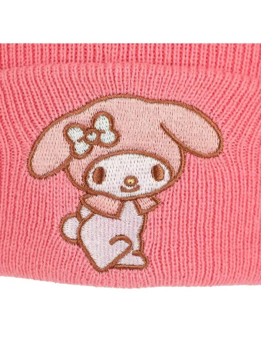 Вязаная шапка-бини с отворотом и вышивкой My Melody My Melody — изображение 4 из 5, фиолетовый