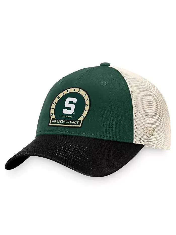 Мужская зеленая регулируемая шляпа Michigan State Spartans Refined Trucker Top Of The World — изображение 1 из 4