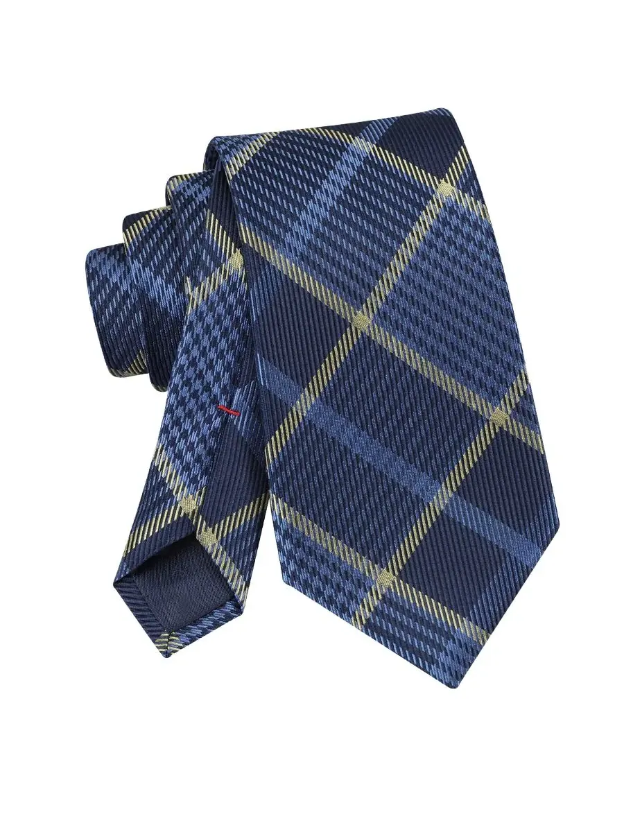 Tommy Hilfiger Мужской галстук Graydon в клетку — изображение 4 из 5, темно-синий/желтый