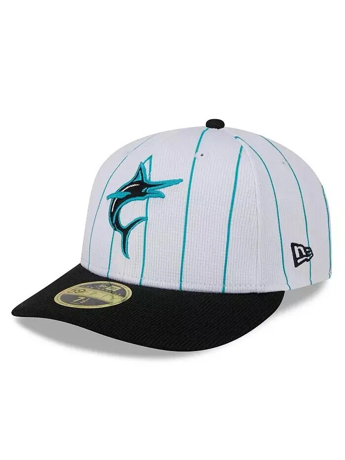 Мужская белая бейсболка Miami Marlins 2024 для тренировок с низким профилем 59FIFTY New Era