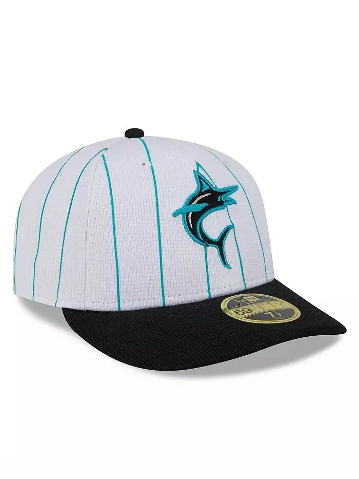 Мужская белая бейсболка Miami Marlins 2024 для тренировок с низким профилем 59FIFTY New Era — изображение 2 из 4, белый