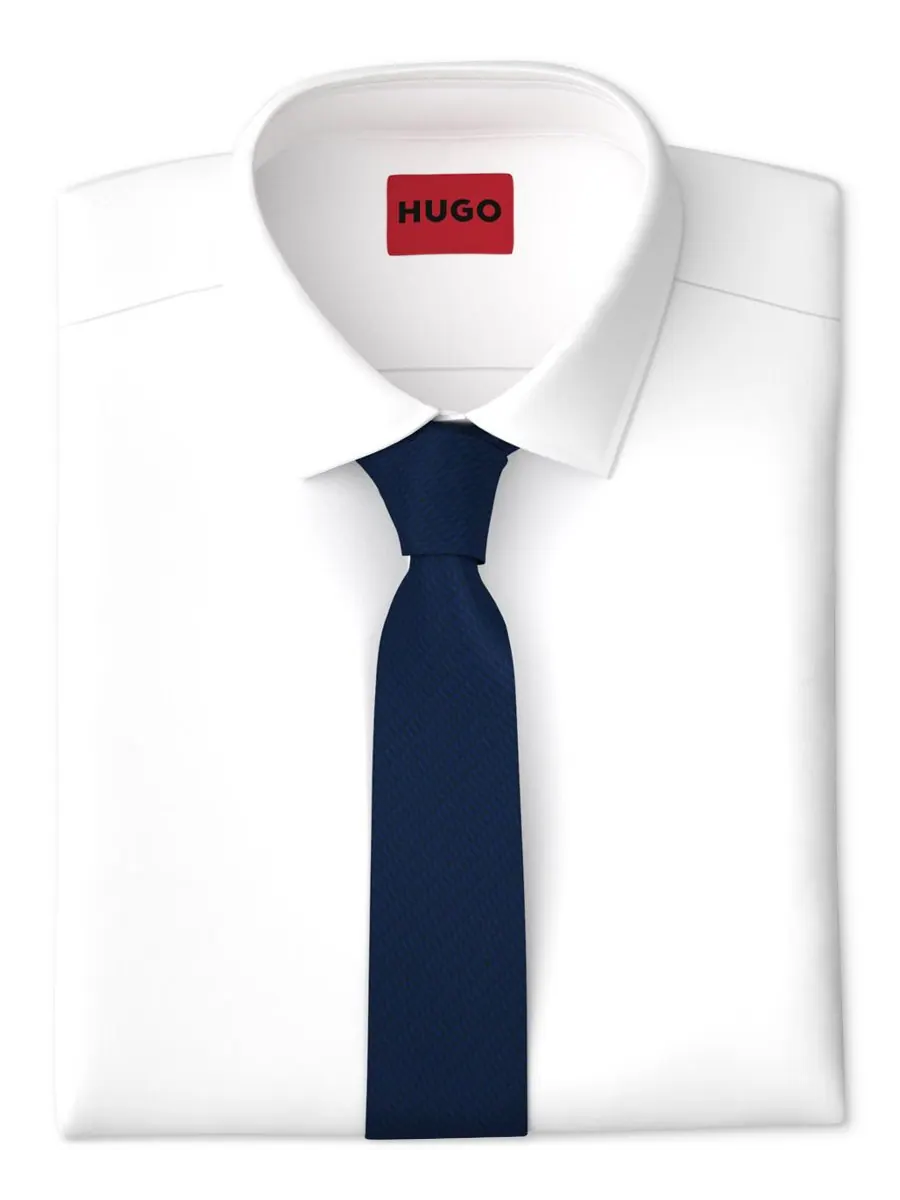 Мужской темно-синий шелковый галстук Hugo Boss — изображение 2 из 2