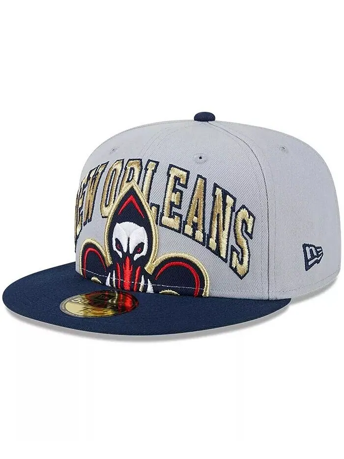 Мужская серо-темно-синяя двухцветная облегающая шляпа New Orleans Pelicans Tip-Off 59FIFTY New Era — изображение 1 из 4